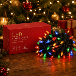 Новорічна гірлянда кристал різнокольорова 100 LED чорний провід 10 м