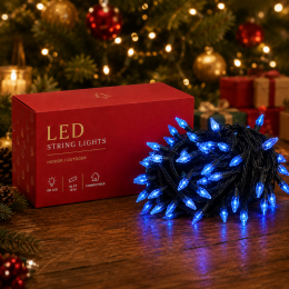 Новорічна гірлянда кристал синій 100 LED чорний провід 10 м