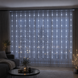 Гірлянда штора 280 LED 3х2 м роса силікон 10 гілок біла