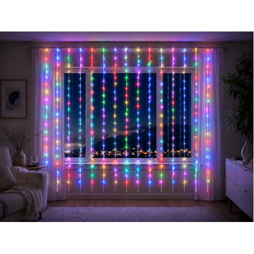 Гірлянда-штора 500 LED RGB 3х2 м для динамічного святкового оформлення фасадів