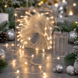 Світлодіодна гірлянда 20 LED warm white 2 м лінза на батарейках