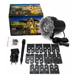 Новорічний LED проєктор вуличний 12 змінних слайдів 4 кольори 10 м