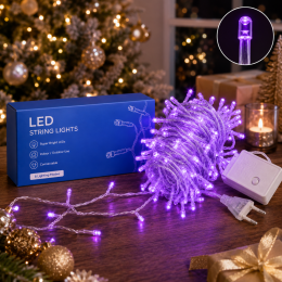 Новорічна гірлянда лінза фіолет 100 LED прозорий провід 5 м