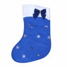 Новорічний чобіток фліс синій з бантиком для подарунків — фото 2