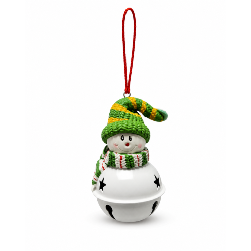Декоративний сніговик дзвіночок — ялинкова підвіска новорічна — фото 2