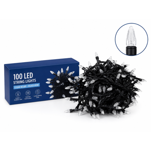 Новорічна гірлянда кристал білий 100 LED — чорний провід 5 м — фото 2